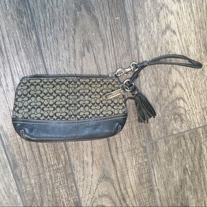 Coach signature black and gray small wristlet